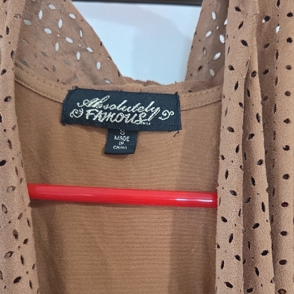 Absolutely Famous Tan Perforated Vest - Picture 3 of 6